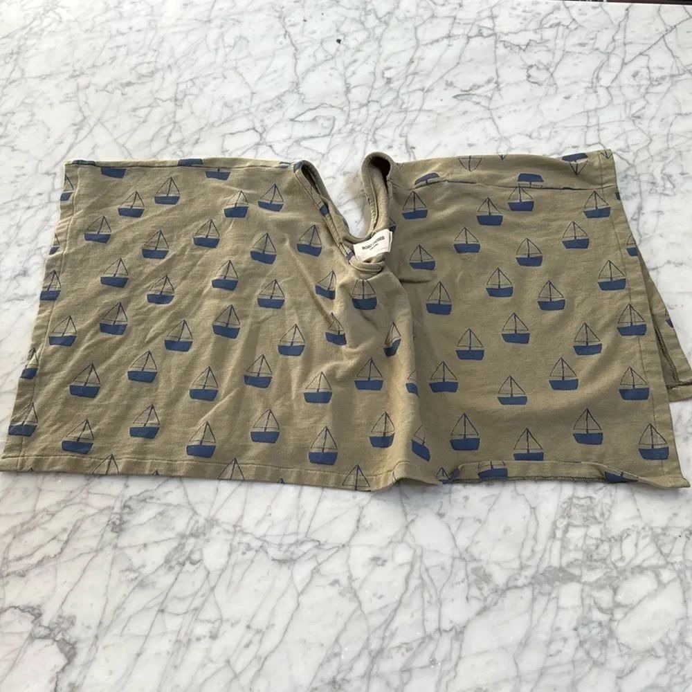 Bobo Choses girls organic cotton jersey boat print poncho cover up Sz 6/7